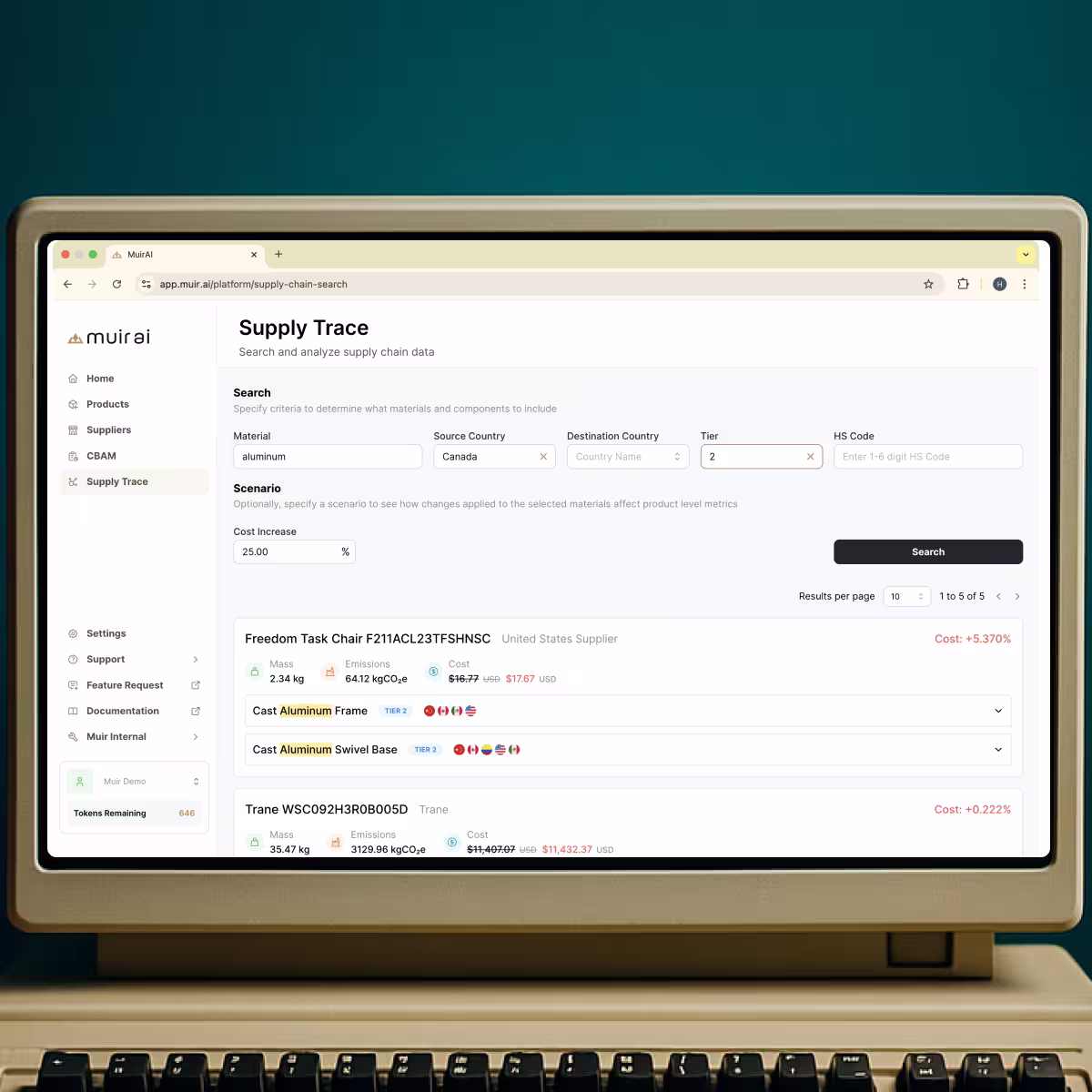 Muir AI — Supply chain emissions tracking.