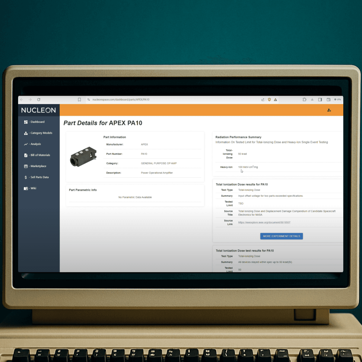 Nucleon — Electronics radiation tolerance database.